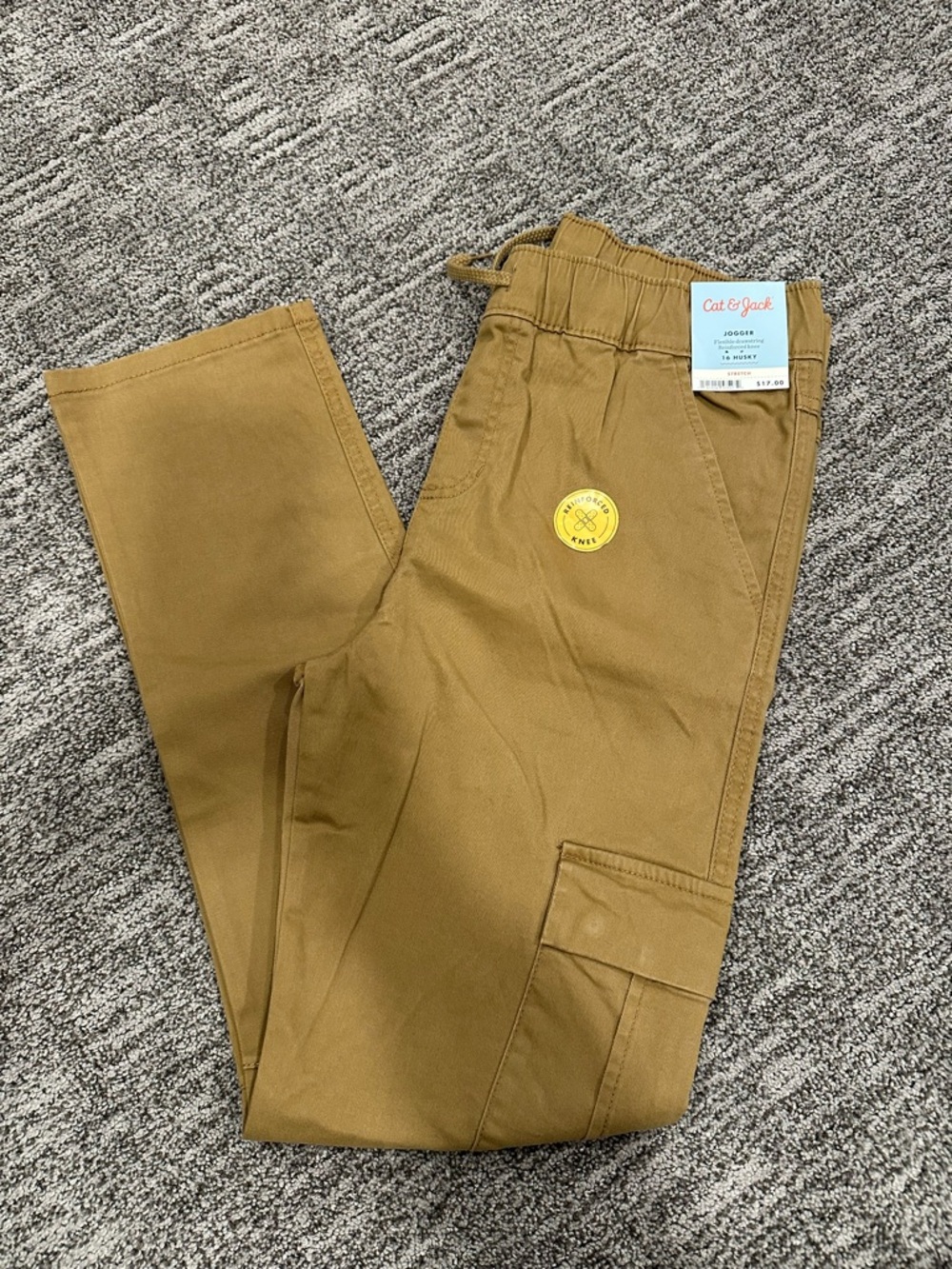Cat & Jack Boys Husky Caramel/Tan Cargo Joggers